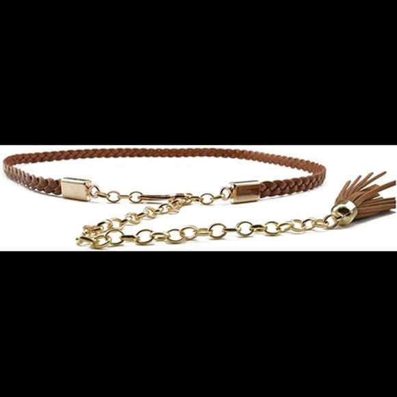 Women Ladies Fashion Metal Waist Belt Chain Skinny PU Leather Braided Rope main image 5